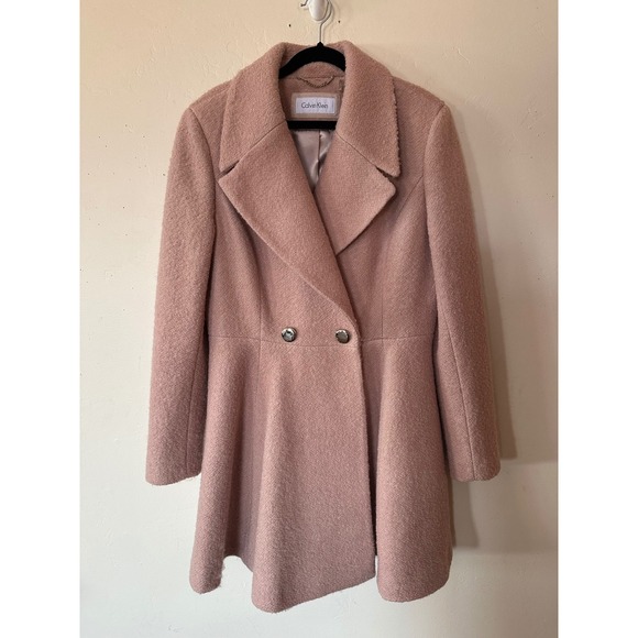 Calvin Klein Jackets & Blazers - Calvin Klein Womens Dusty Rose Pink Fit and Flare Double Breasted Peacoat Coat